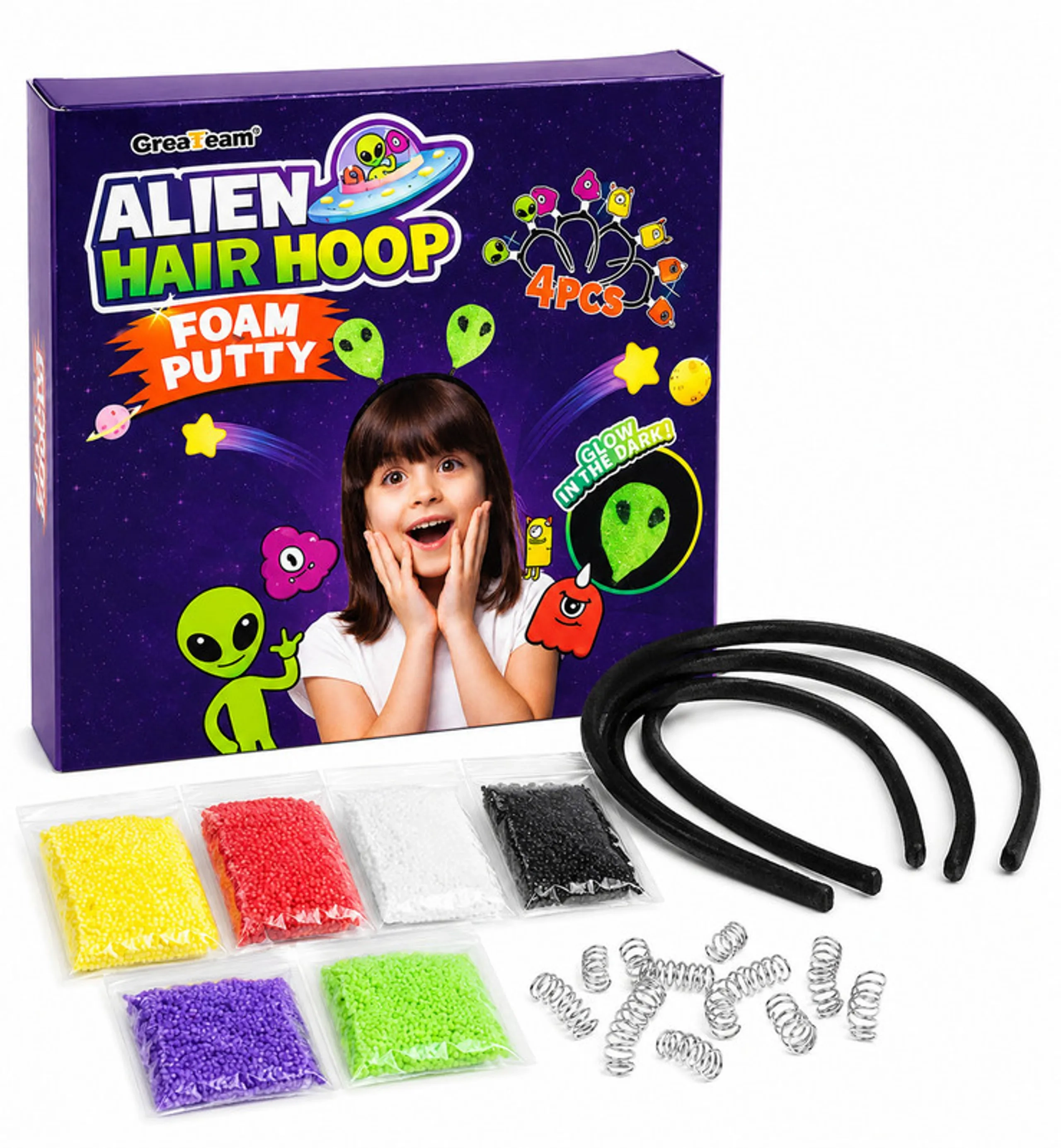 GreaTeam Alien Hair Hoop Foam Putty - 3+ years 4pcs