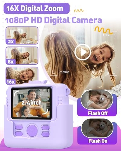 instant print camera for kids - 1080P 8MP