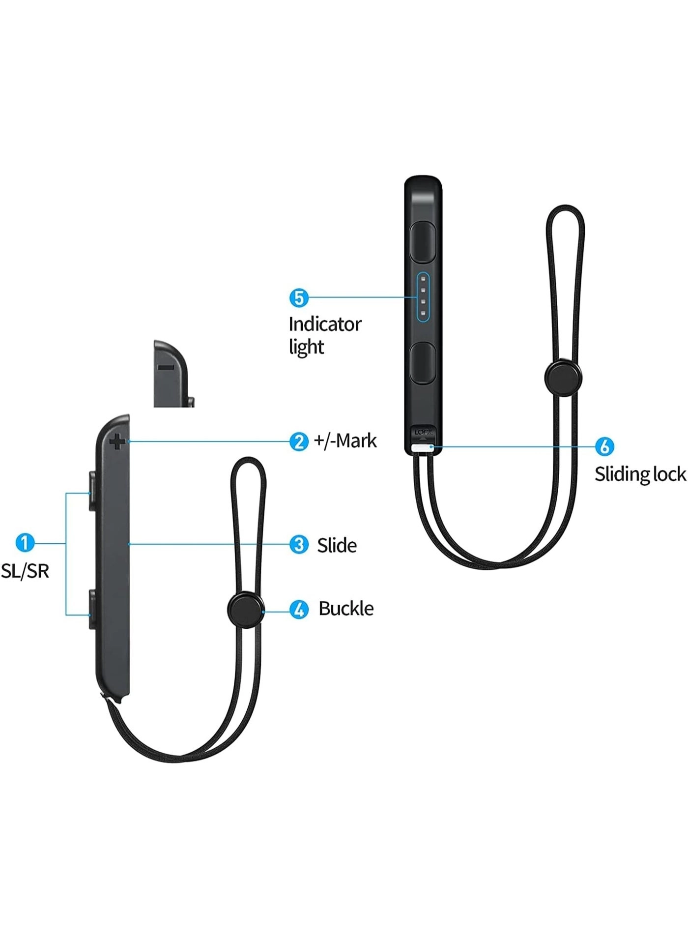 Joystick Wrist Strap - 2pcs Black for Switch Joy-Con