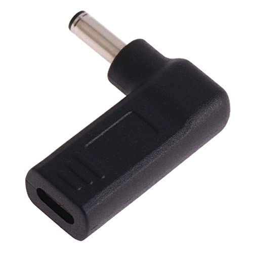 USB-C/Type-C Female to 4.5 x 3.0mm Male Plug Elbow Adapter Connector - Universal Power Adapter Black
