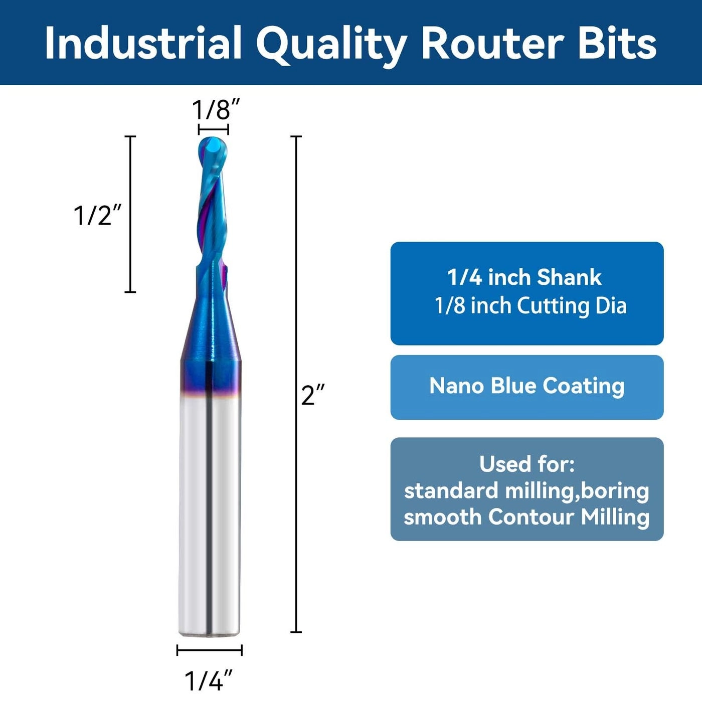 Ball Nose End Mill - 1/8 inch 1/4 inch