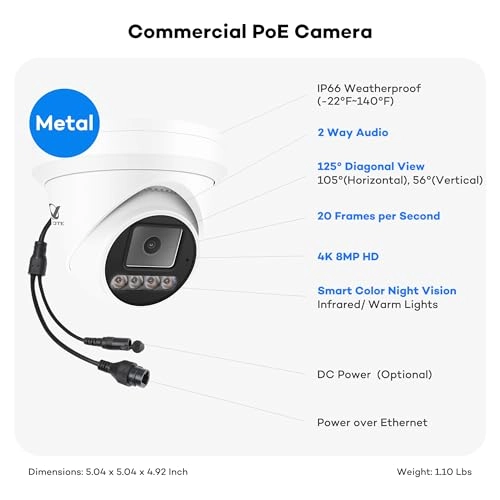 Smart Dual Light 4K PoE IP Security Camera System - 4 8CH 4K