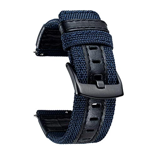 20mm 22mm Canvas Leather Hybrid Watch Band for Amazfit Bip/GTR/GTS/Pace/Stratos - 42mm 47mm