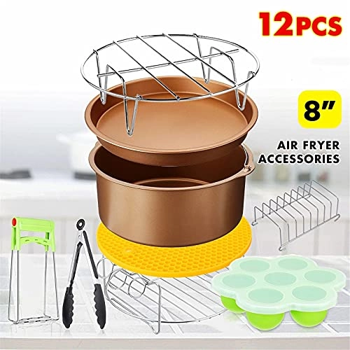Air Fryer Accessories - Silicone Stainless Steel Carbon Steel 8 Pcs