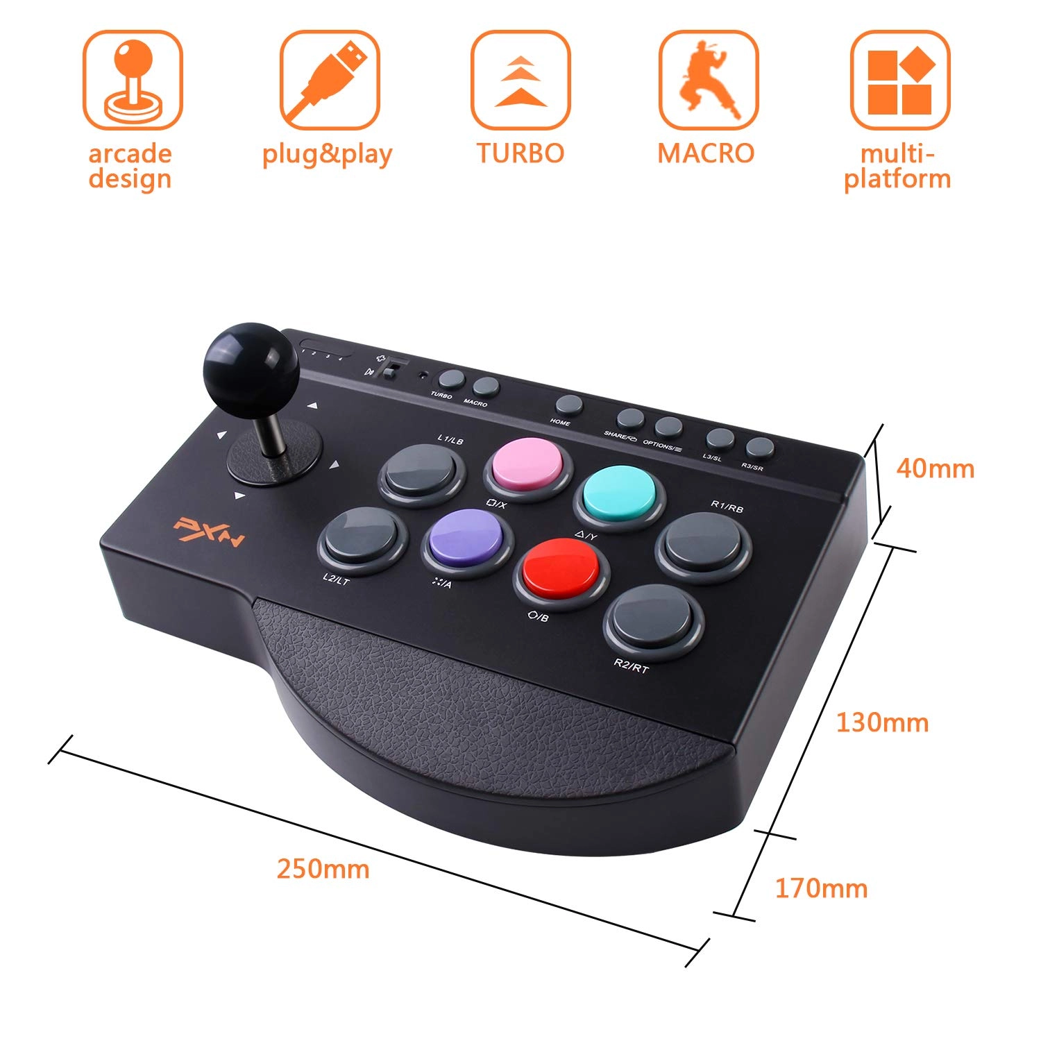 Arcade Joystick Game Controller - Black PC/PS3/PS4/X-ONE