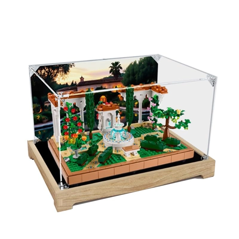 HCAEIOFJ Clear Acrylic Display Case - 35x25x20cm Wood Bottom+background