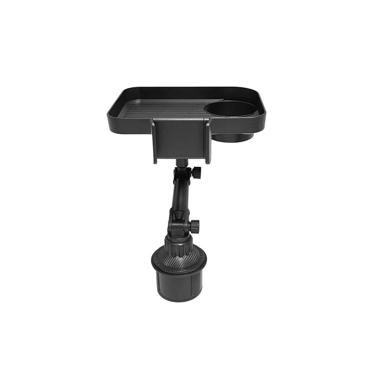 2-in-1 Adjustable Car Cup Holder with Rotating Tray