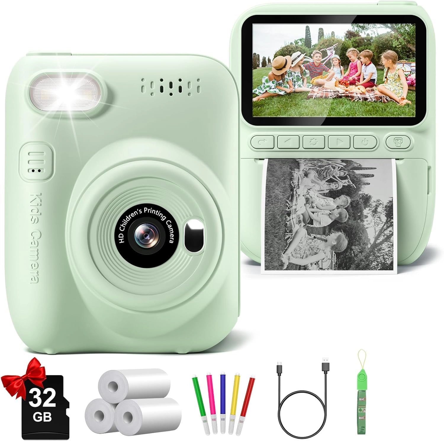 Instant Print Camera - 3.0" 1080P 32GB Pink