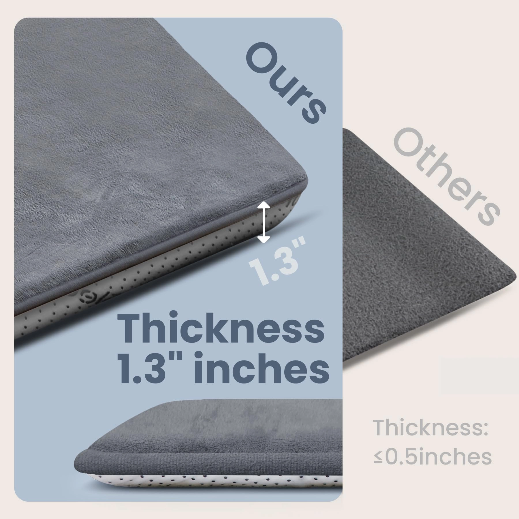 Baby Play Mat - 59"×71" 1.3" Thick Light Grey
