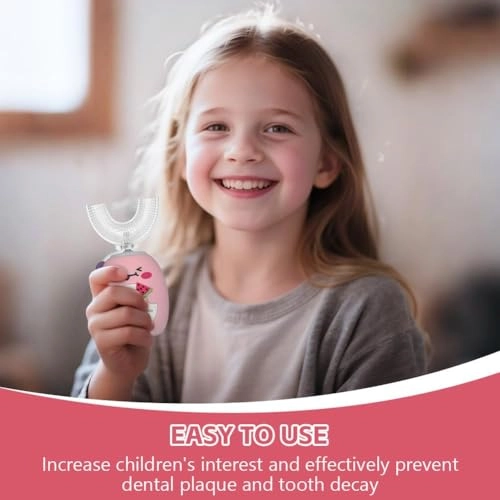 U-Shaped Children's Electric Toothbrush - 2 Brush Heads 3 Modes IPX7 Waterproof
