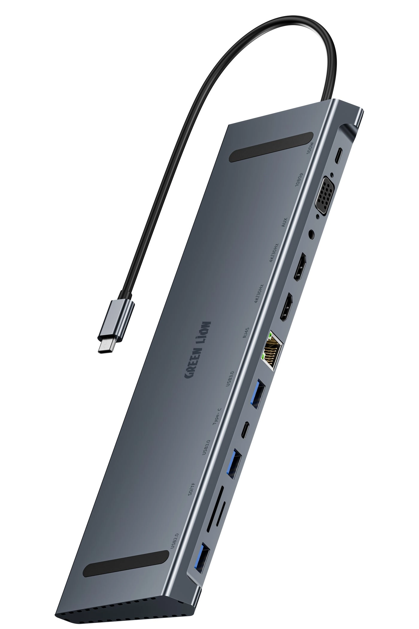 GREEN LION 12-in-1 USB-C hub - 4K HDMI 100W PD