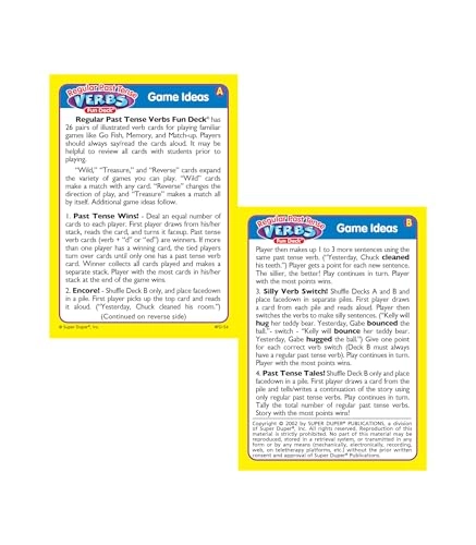 Regular Past Tense Verbs Fun Deck - Kid 56 pieces