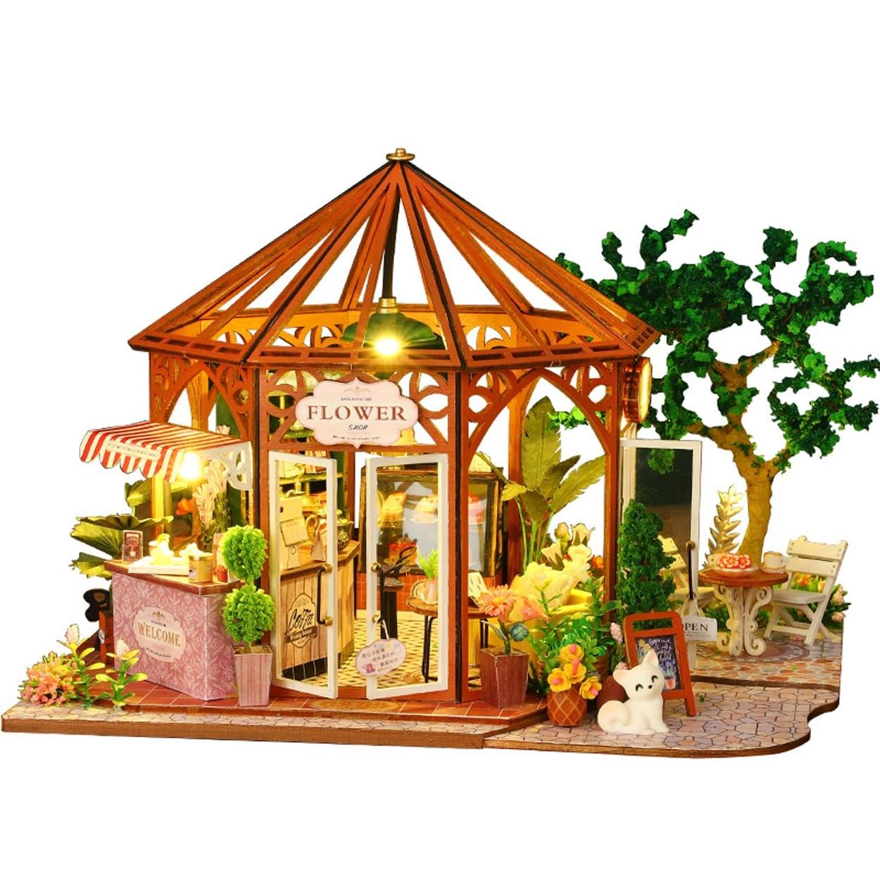 DIY Miniature Dollhouse Kit - Wooden 29 x 20.7 x 22 cm LED