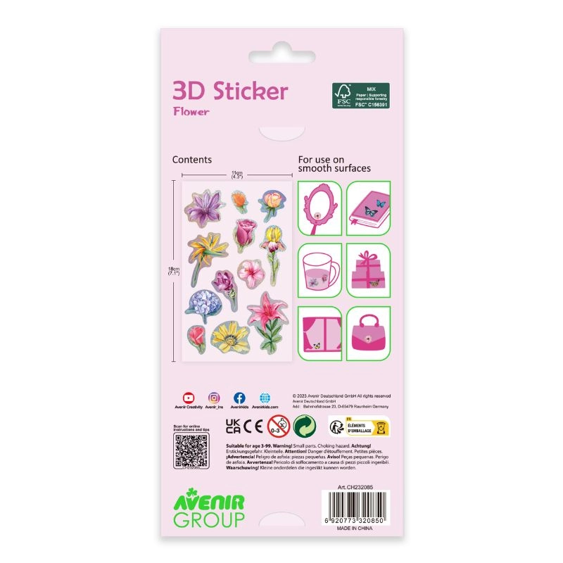 3D Flower Sticker Book 12 pcs