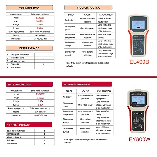 Portable Handheld Photovoltaic Panel Multimeter - LCD Backlight Open Circuit Voltage