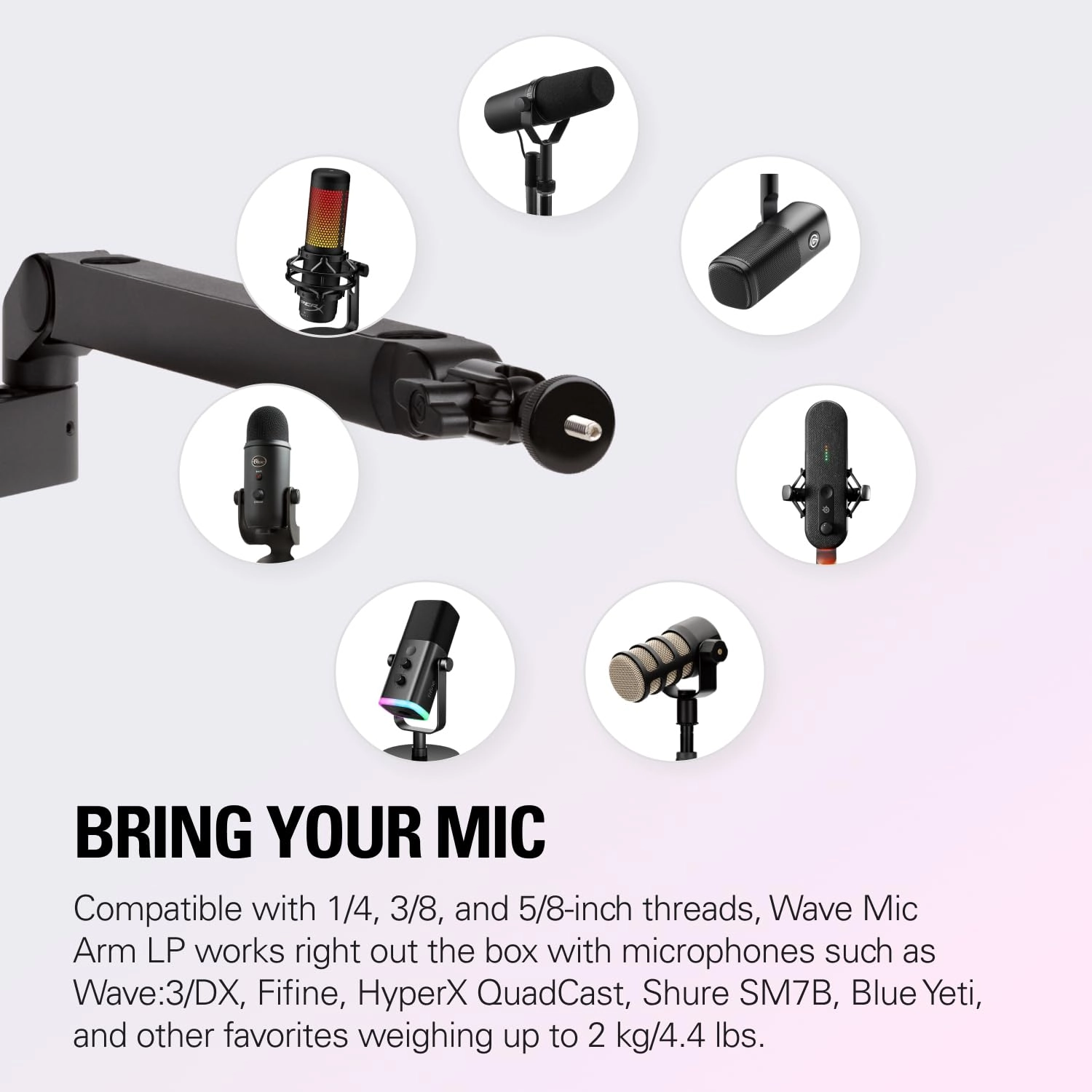 Wave Mic Arm - Low Profile Cable Channels