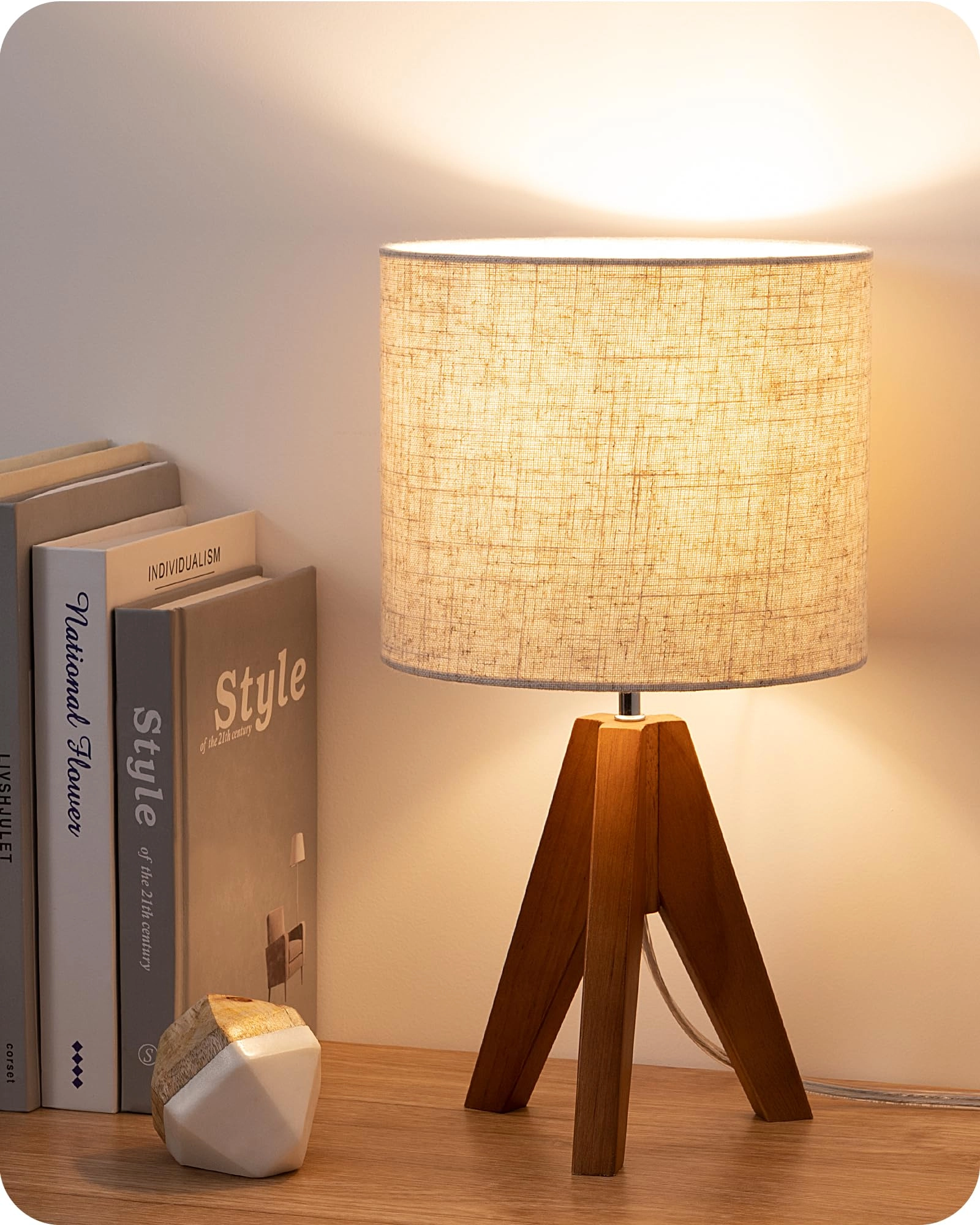 edishine HLTL05Q - Table Lamp Beige Linen Shade