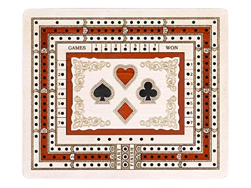 3 Track Non-Continuous Travel Cribbage Board - 60 Points White Maple Inlay Bloodwood
