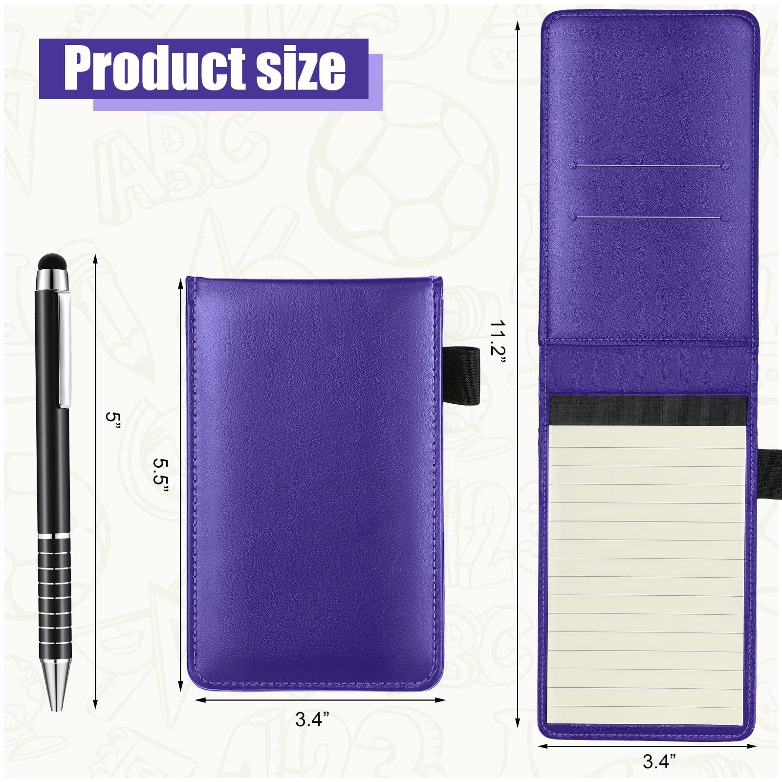 Mini Pocket Notepad Holder - 50 Lined Sheets 10 Pcs