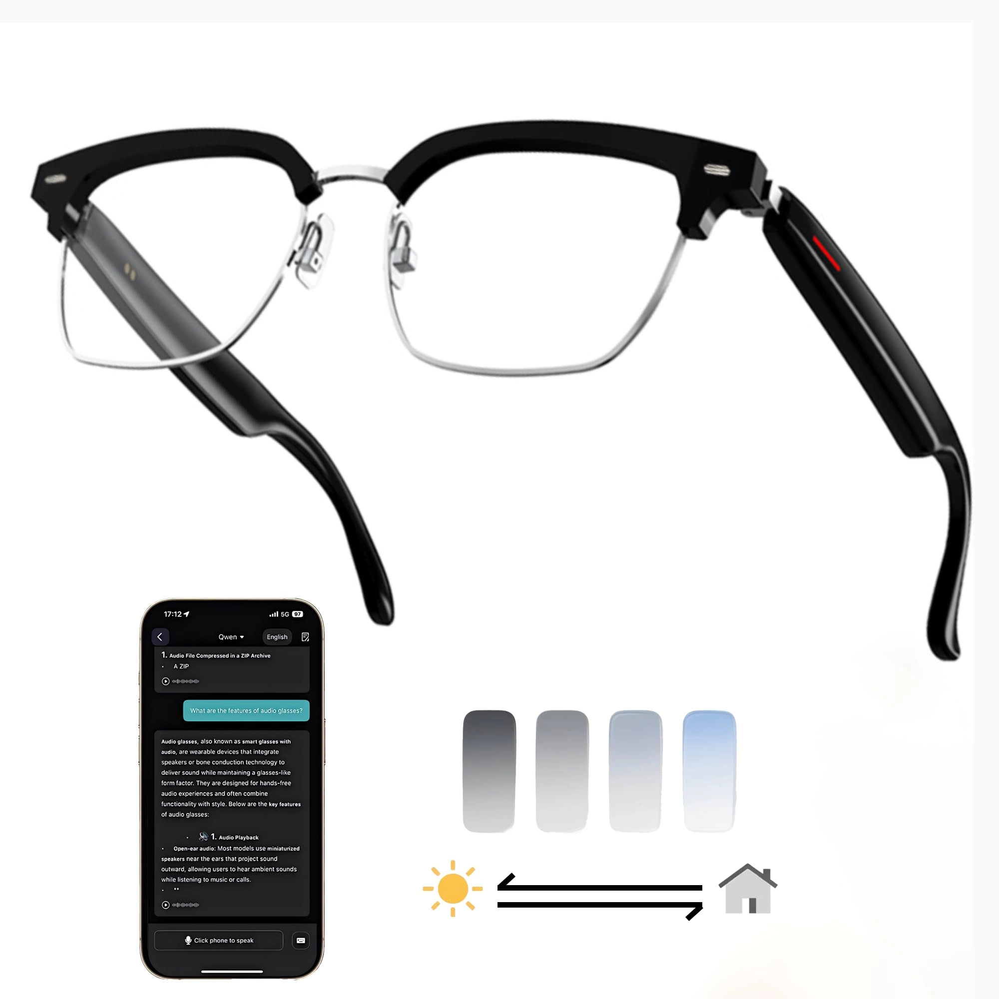 MNVOEQ G3A - AI Smart Glasses 140+ Languages Bluetooth