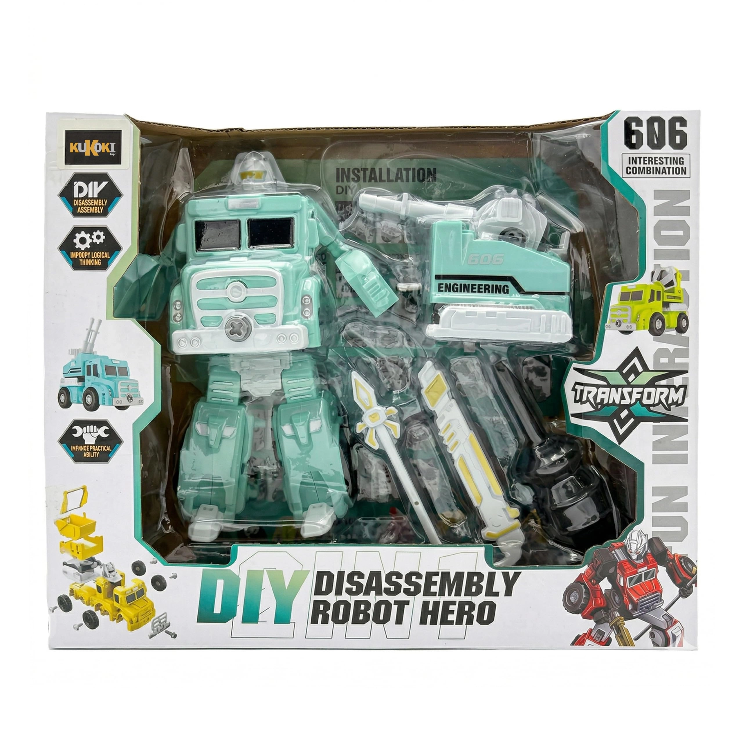 kukoki Toys 606 Diy Disassembly Robot Hero - 2-in-1 Teal