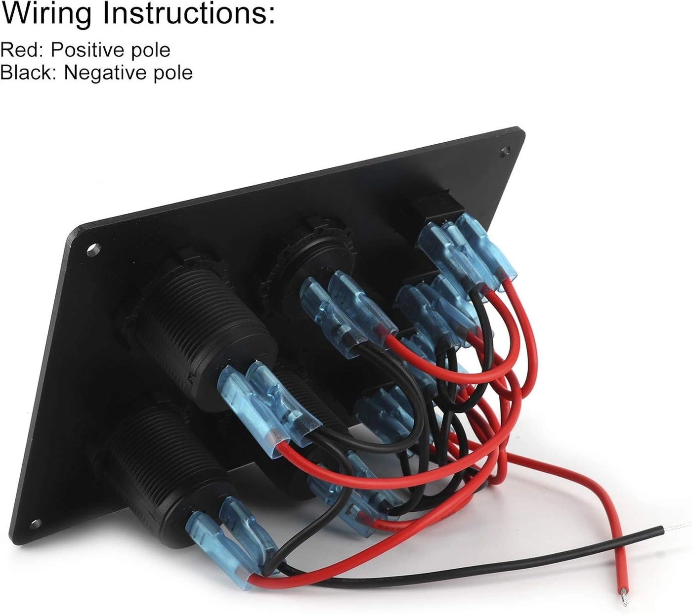 Rocker Switch Panel - 4 Gang Dual USB 12V Voltmeter