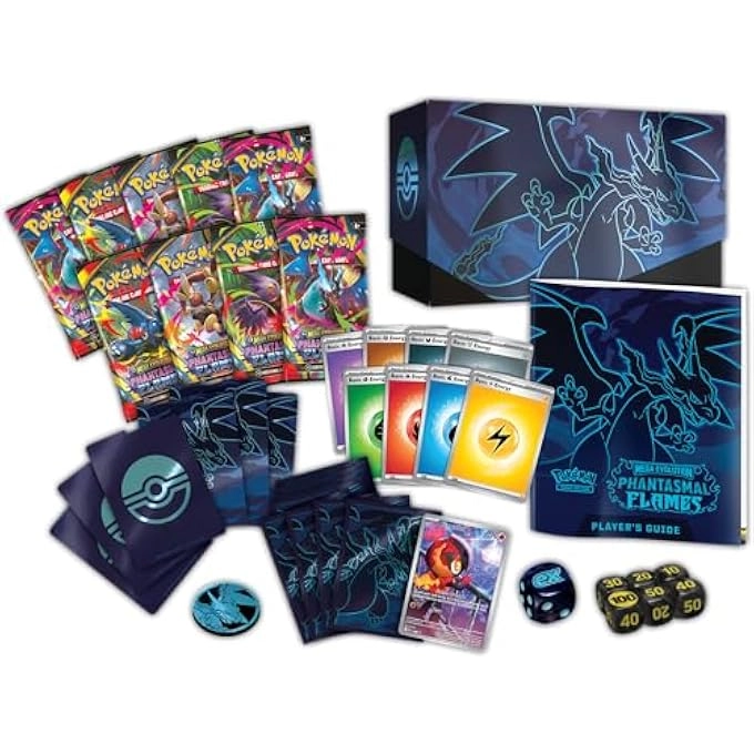 MEGA EVOLUTION ELITE TRAINER BOX - FANTASMATIC FLAMES - 1 Fully Illustrated Promo Card 9 Booster Packs
