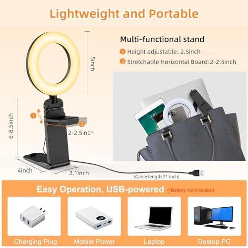 Desk Ring Light - 5-inch LED Stand Phone Holder