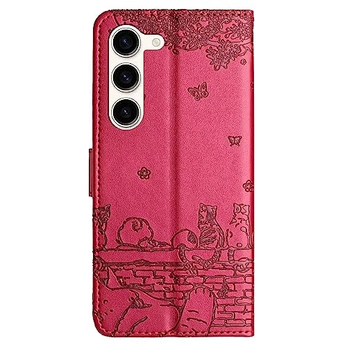 Cute Cat Case Wallet Embossed Flip Cover for Samsung Galaxy S21