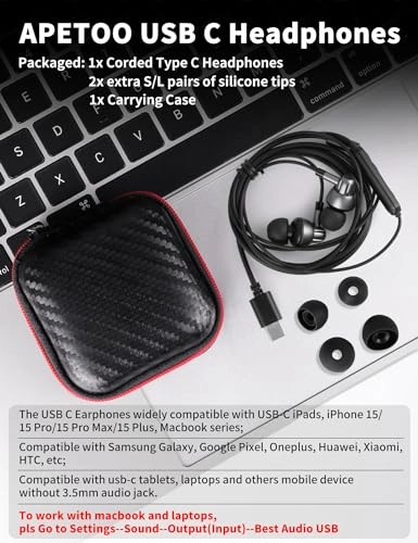 USB C Headphones Wired Earbud