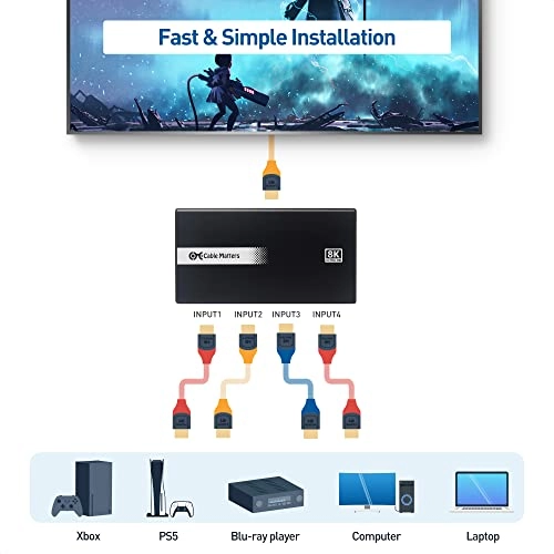 4-Port HDMI 2.1 Switch - 48Gbps 4K 120Hz 8K 60Hz