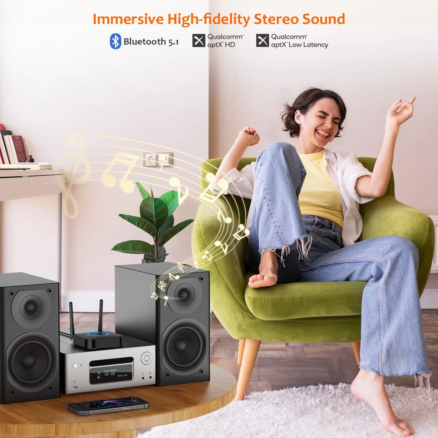 B06Pro - Bluetooth 5.1 3.5 mm RCA coaxial optical