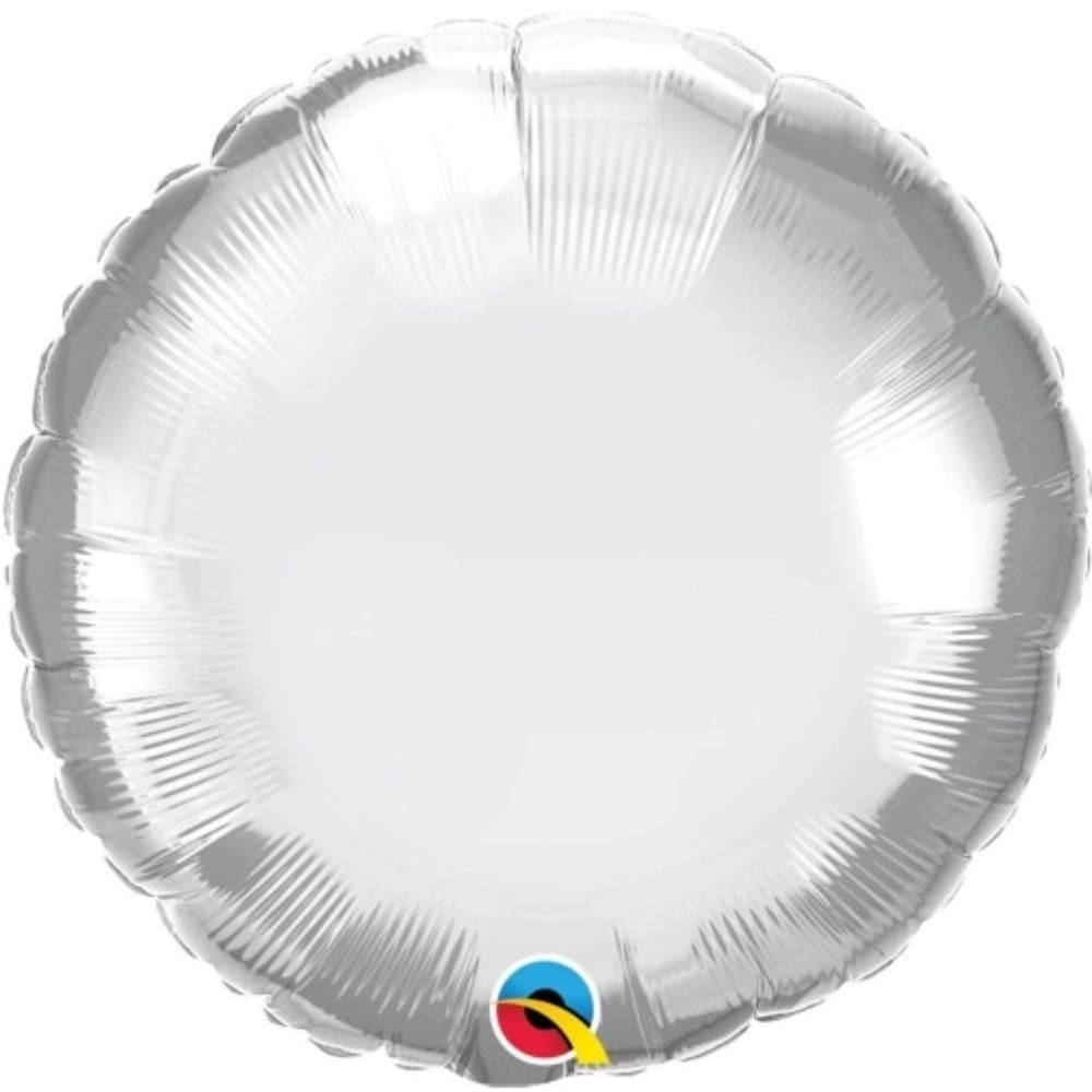 Party Zone Round Plain Foil Balloon - 18 Inch Chrome Silver