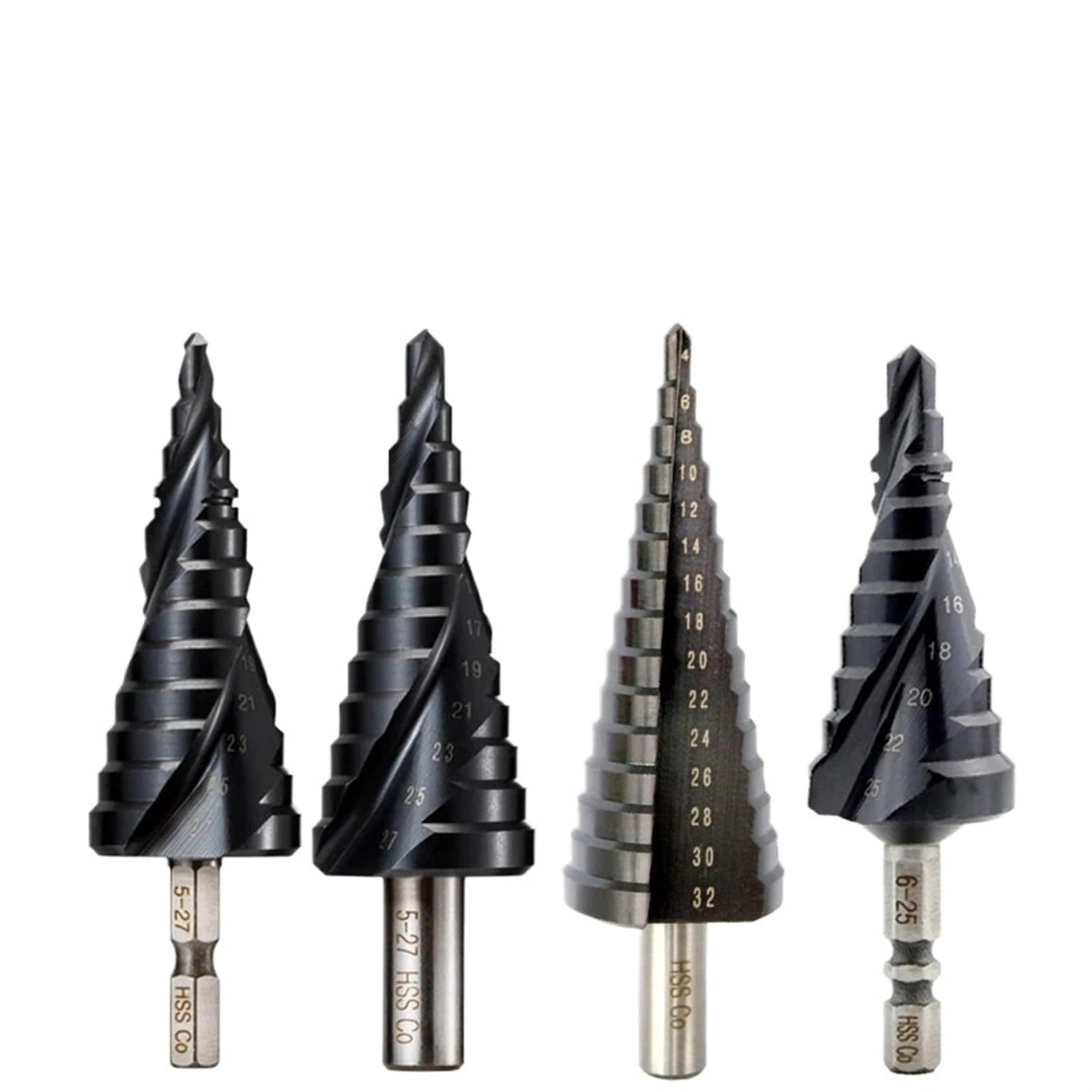 Cobalt Cone Step Drill Bit - Cobalt 1 Piece 3-12/3-14/4-12/4-20/4-22/4-25/4-32/5-21/5-27/6-24mm