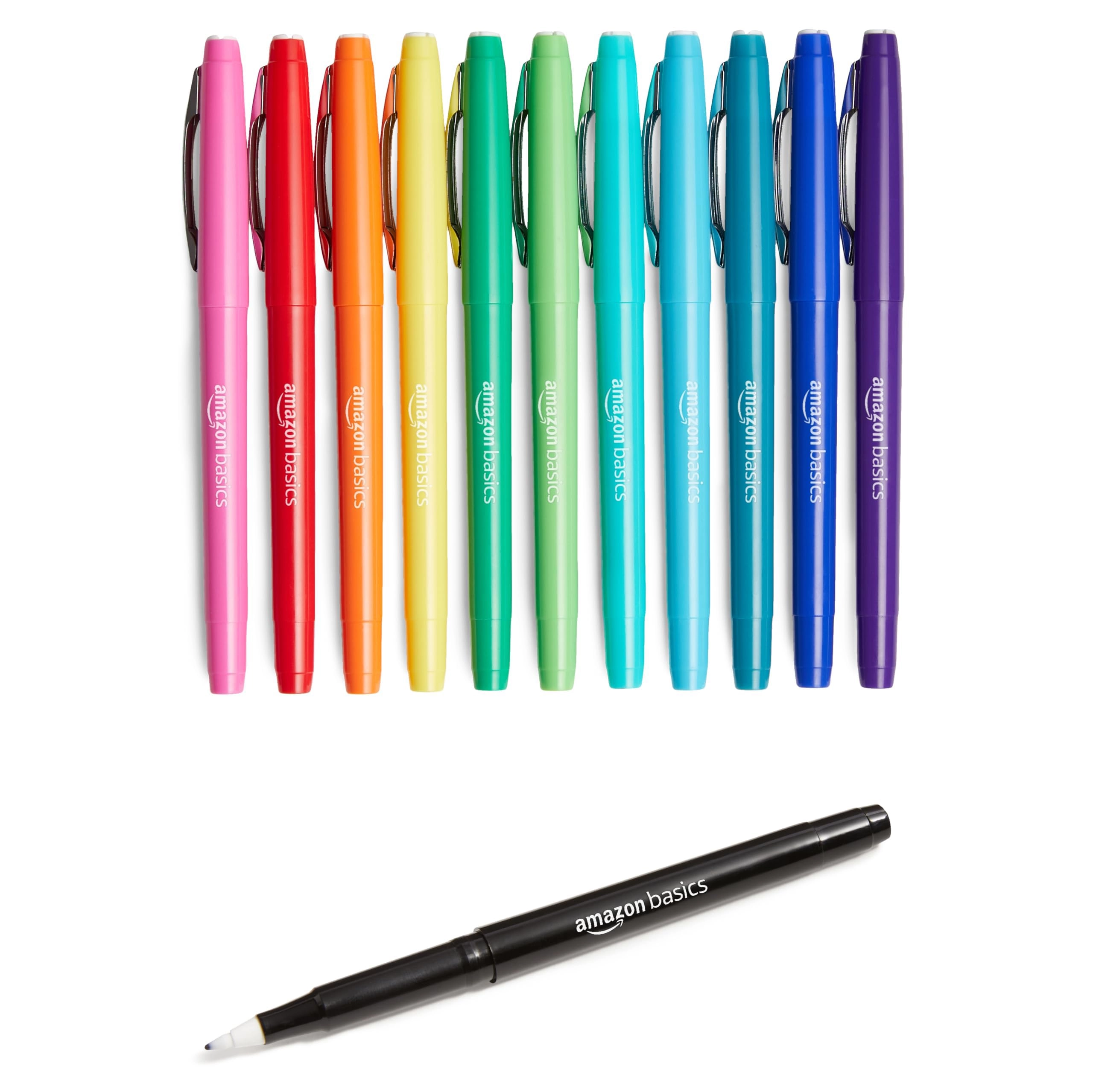 Amazon Felt Tip Marker Pens - 12-Pack Assorted Colors 0.5mm