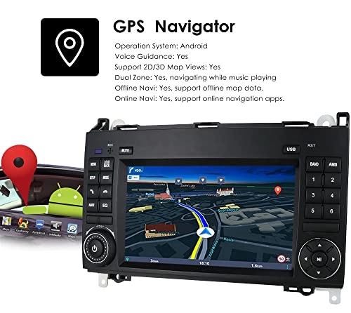 GPS Navigator for Mercedes-Benz W169 A150/A160/A170/A180/A200/W245 B160/B170/B180/B200/W639/Vito/Viano/W906/Sprinter/250 B0BPCGDM61 - 7 inch