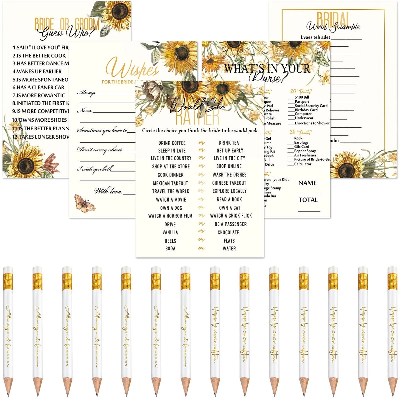 Maxdot Bridal Shower Game Set - 220 Pieces