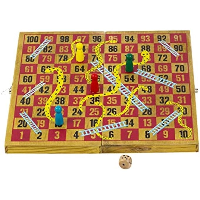 Snakes & Ladders - Wooden Multicoloured