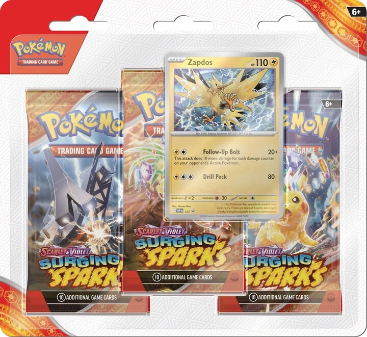 Pokmon Surging Sparks Three-Booster Zapdos - English 3pcs