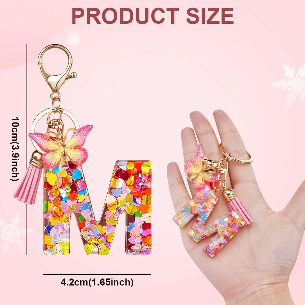 Initial Letter Keychain - Butterfly