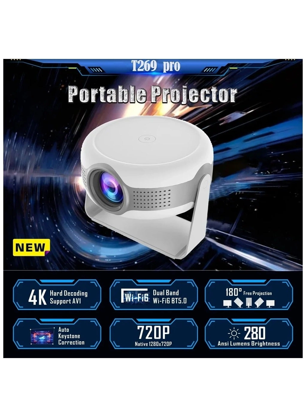 Mini Projector 280 ANSI lumens 720x1080