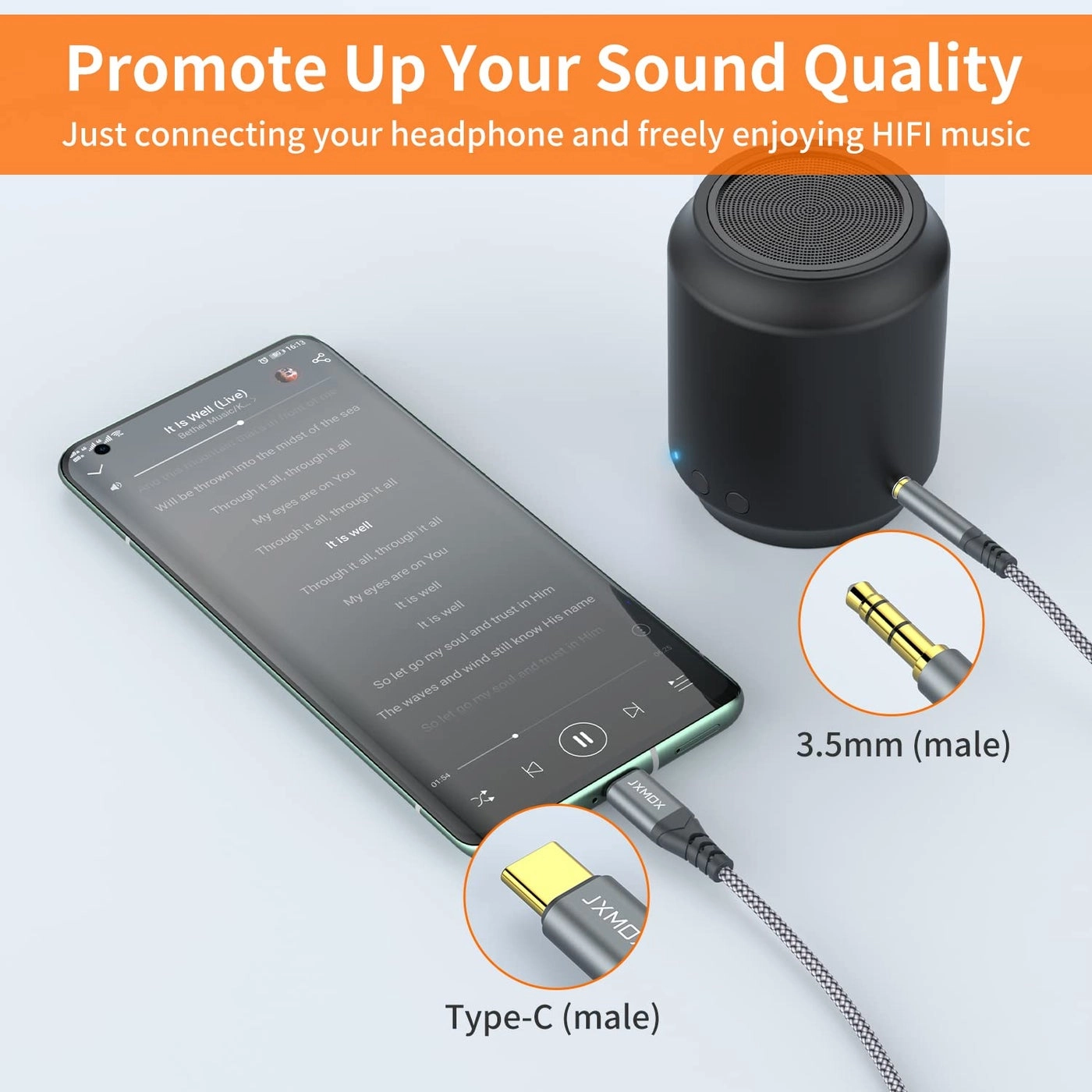USB C to 3.5mm Audio Aux Jack Cable - 4ft
