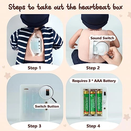 Reborn Baby Doll - 17 inch Boy Heartbeat Ages 3+