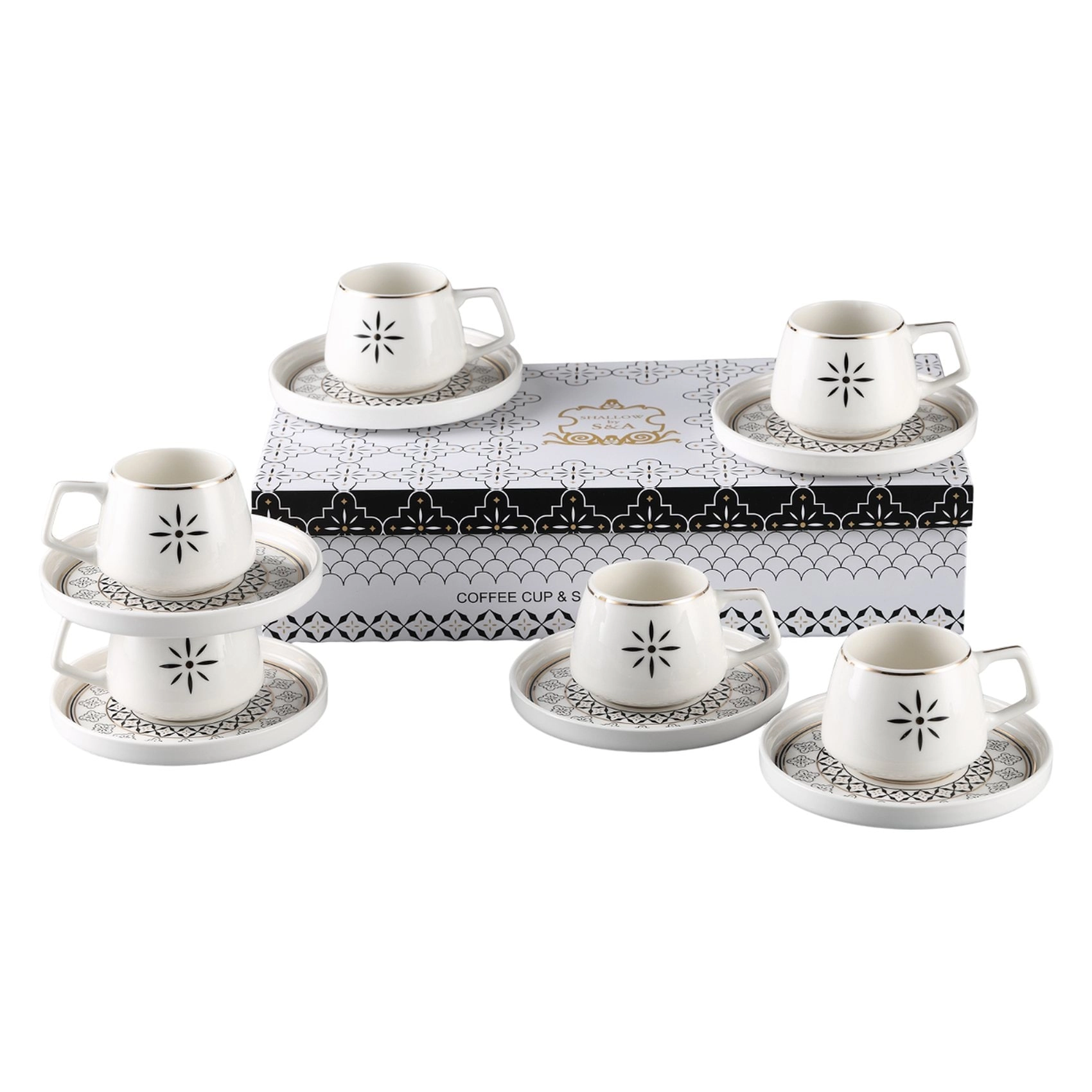 Shallow Alfi Coffee Cup and Saucer Set - 12 pcs - 100 ml