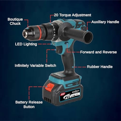 Pro Series Cordless Brushless Hammer Drill Machine - 5.0Ah