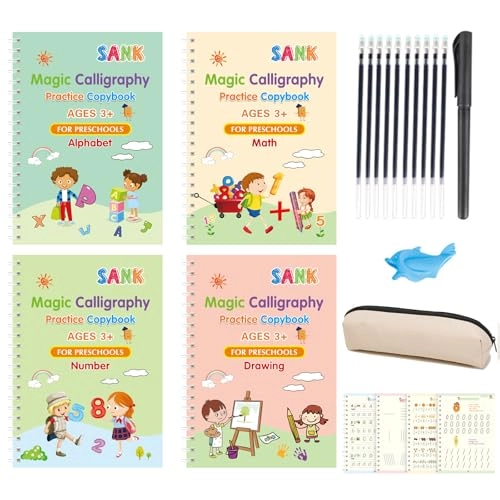 Magic Copybook + Easy Grip Pen + Refill Pens + Pen Bag - 4 Sheets