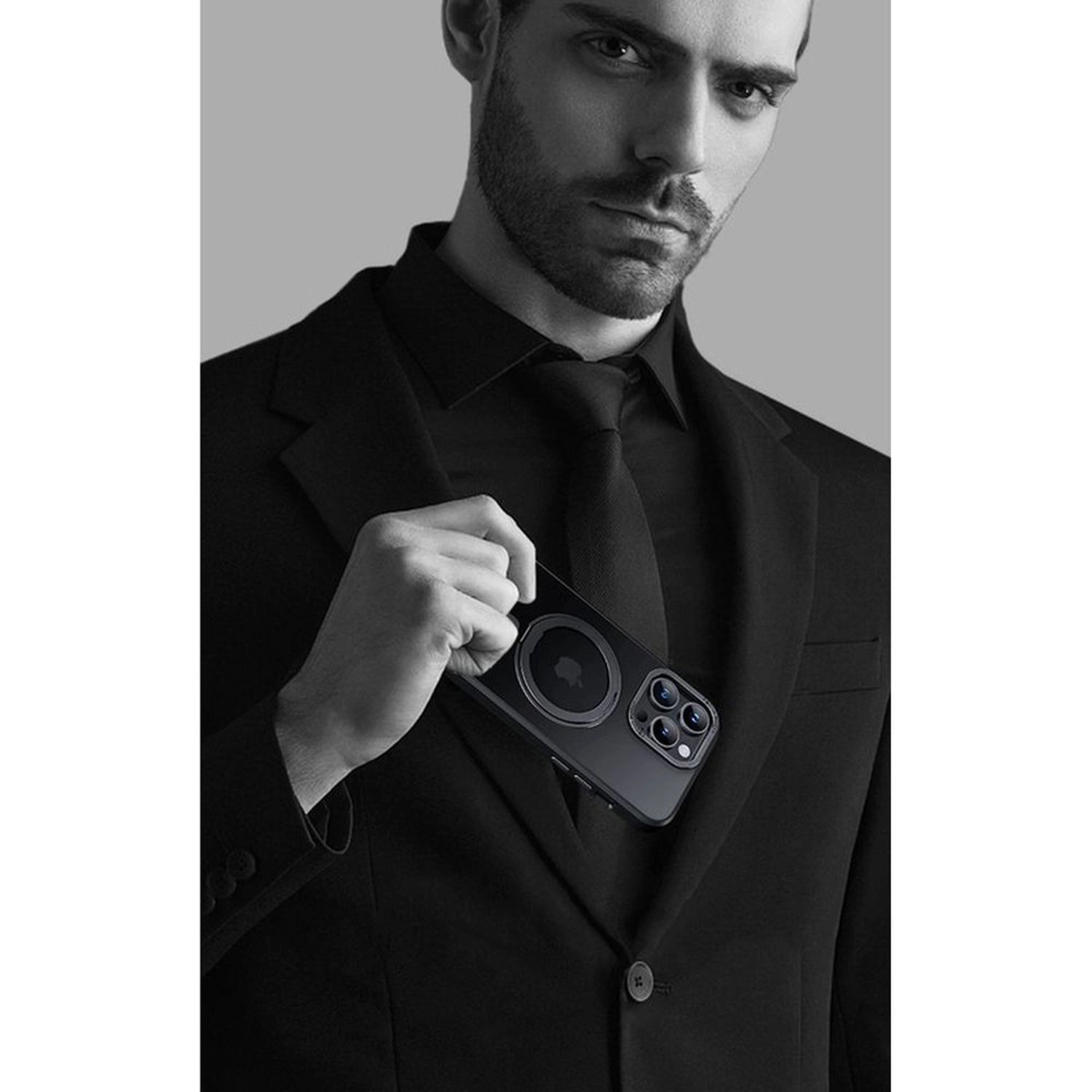 MagSafe Ring Stand Case With Screen Protector for iPhone 15 Pro