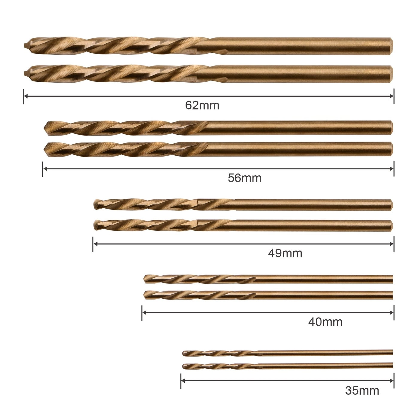 Drill Bit Set - High Speed Steel Cobalt 10 Pcs 1mm 1.5mm 2mm 2.5mm 3mm