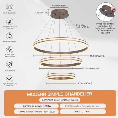 Modern LED Chandelier - 3000K-6000K Dimmable