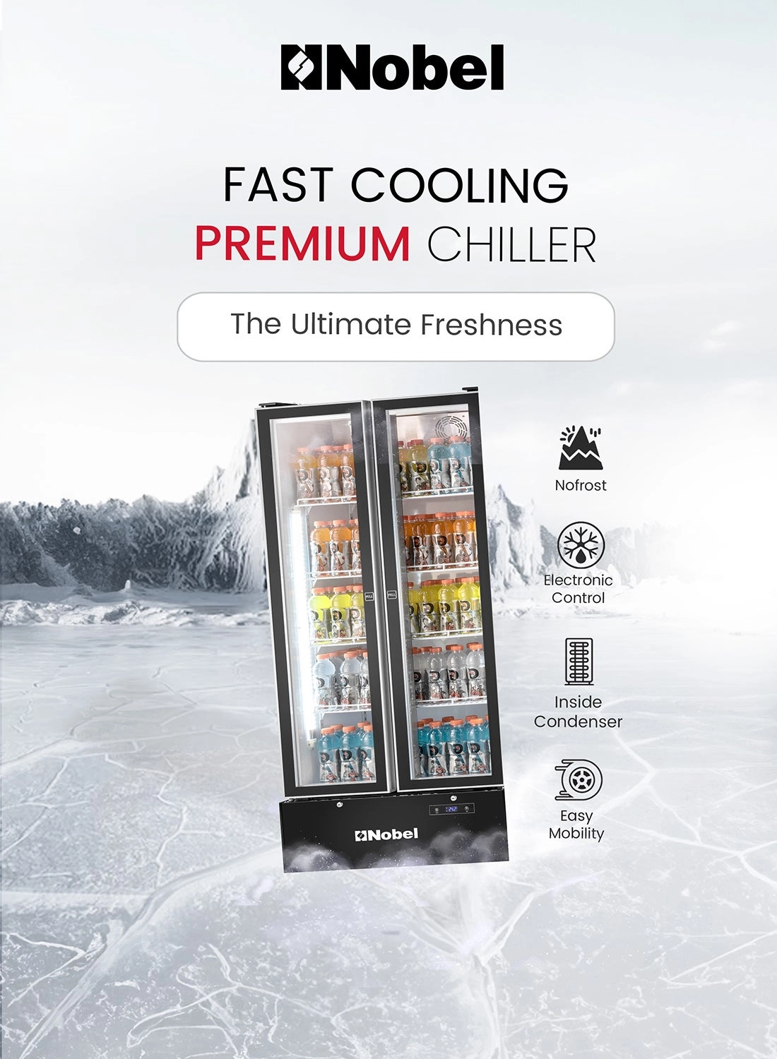 Double Door Upright Chiller - 560L 0°C-10°C